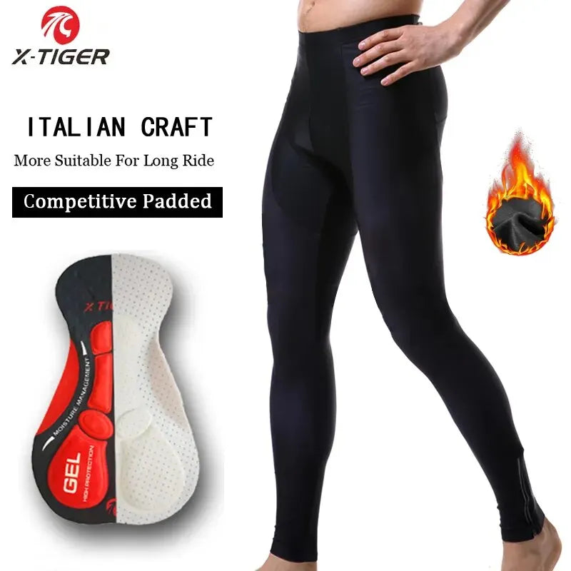 X-TIGER Men's Winter Thermal Cycling Tights – 5D Gel Pad