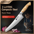 XINZUO 8-Inch Composite Steel Frozen Food Knife – Olive Wood