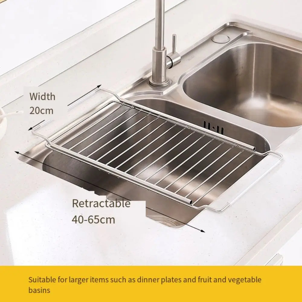 Telescopic Sink Drain Rack – Adjustable Stainless Steel Shelf