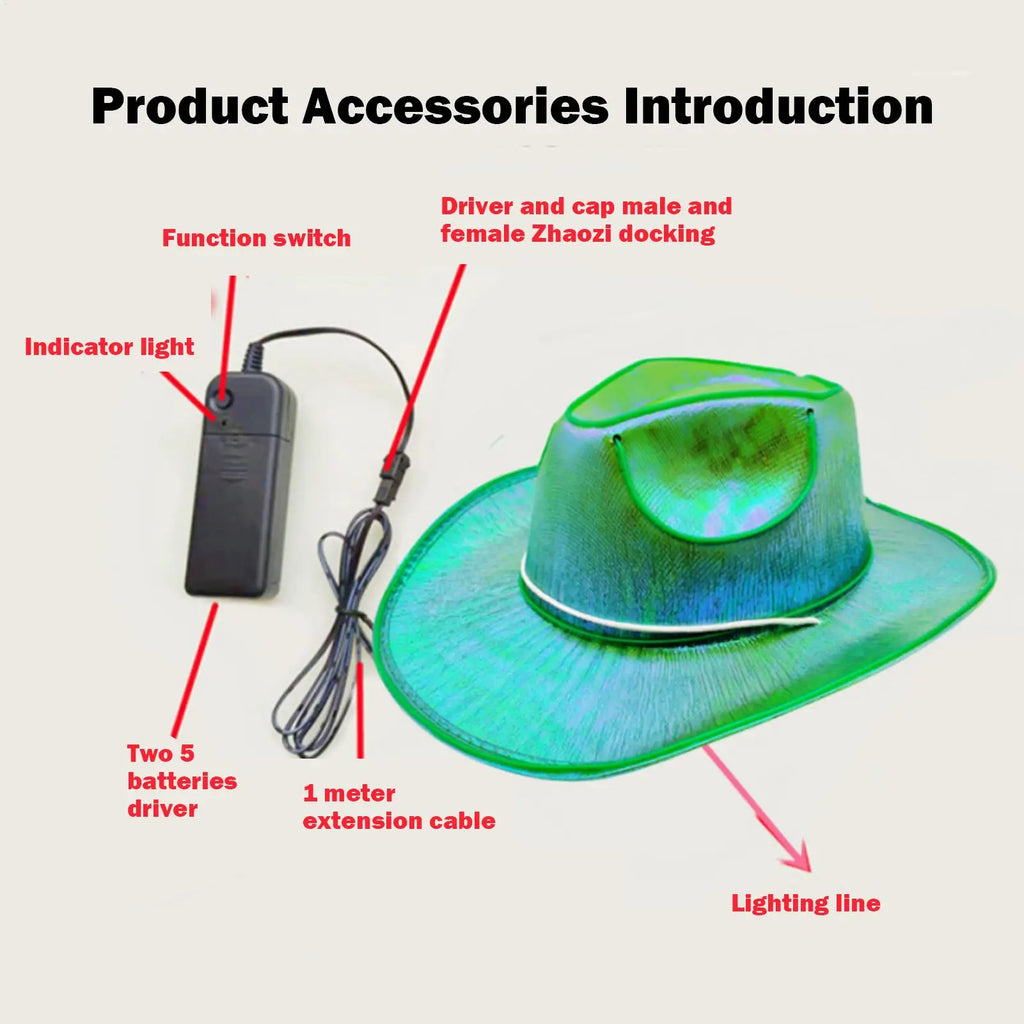 LED Light Up Cowboy Hat – Disco Party Hat for Men & Women