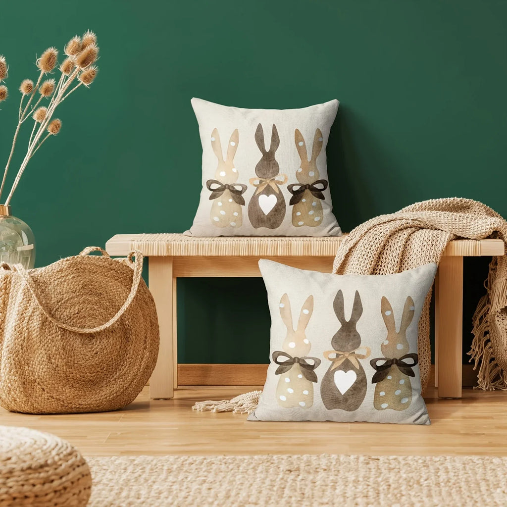 Bunny Throw Pillow Covers – Bowknot Rabbit Cushion Cases