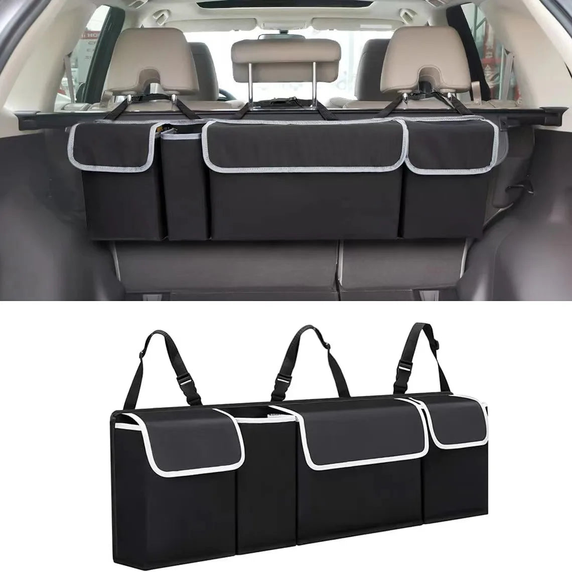 Car Trunk Storage Bag SUV Seat Back Hanging Multi Functional Mesh