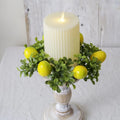 Candle Holder Artificial Table Centerpiece Decor Lemon Wreath Vivid
