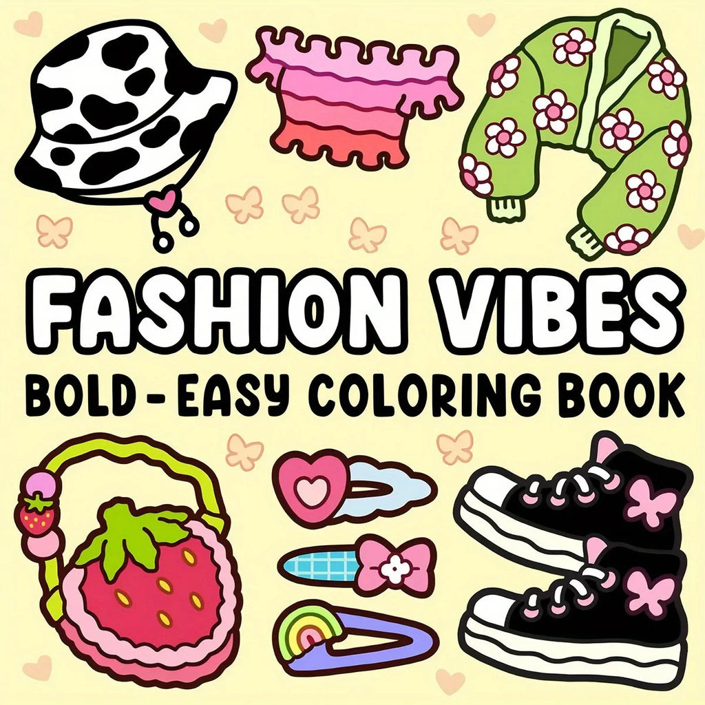 Fashion Vibes Bold Easy Coloring Book Adults Teens 52 Pages Stress