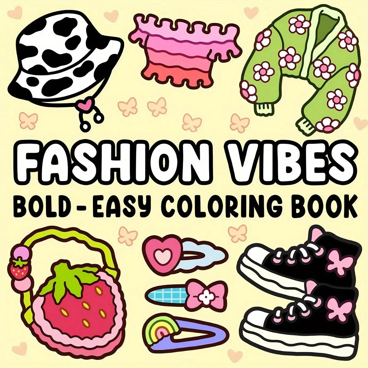 Fashion Vibes Bold Easy Coloring Book Adults Teens 52 Pages Stress