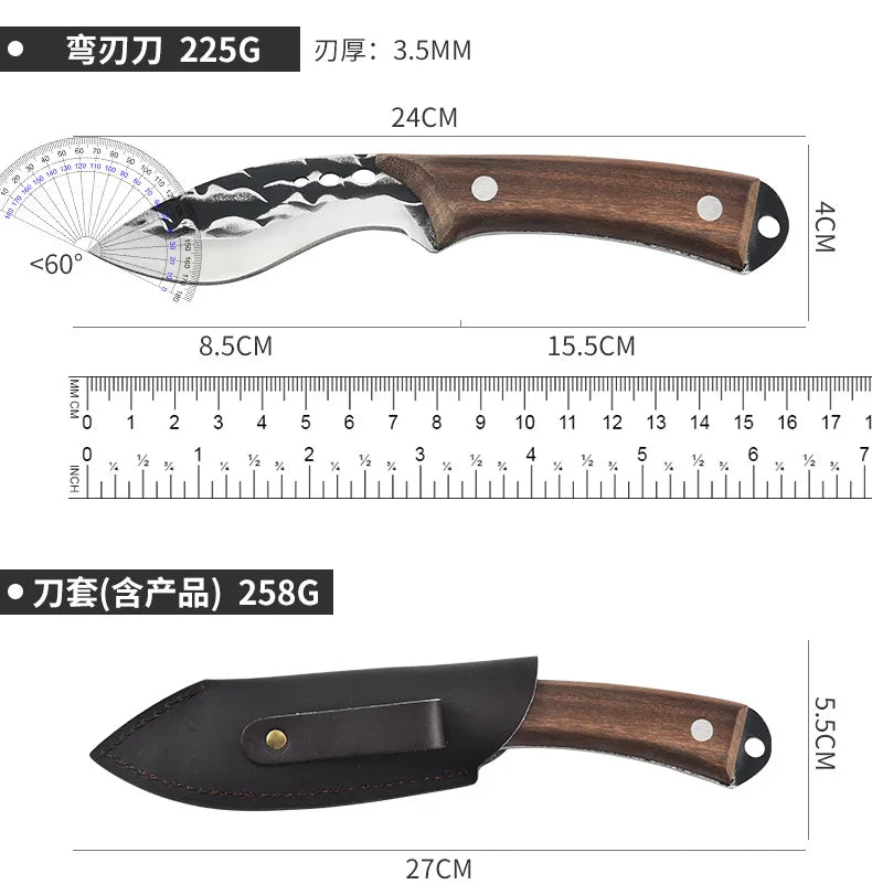 Forged Meat Cleaver & Boning Knife – Full Tang Sandalwood