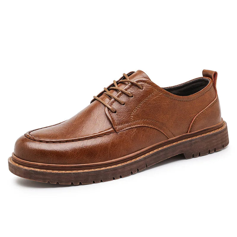 YBQJOO Men's Genuine Leather Oxford Shoes – Waterproof Lace-Up