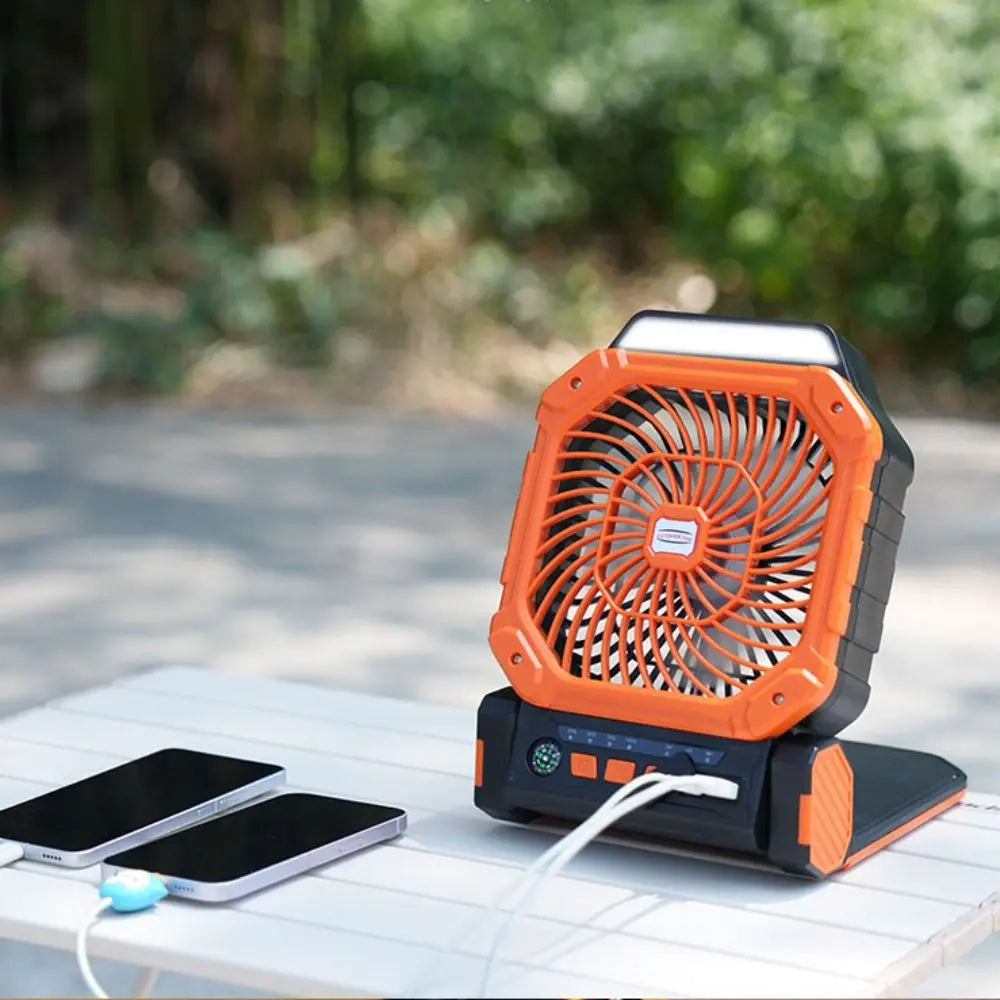 Solar Rechargeable Portable Fan 7800mAh – LED Light & 4 Speeds