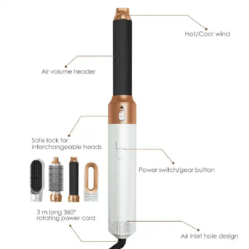 5-in-1 Hair Dryer Curling Iron Hot Air Styling Set | 1000W