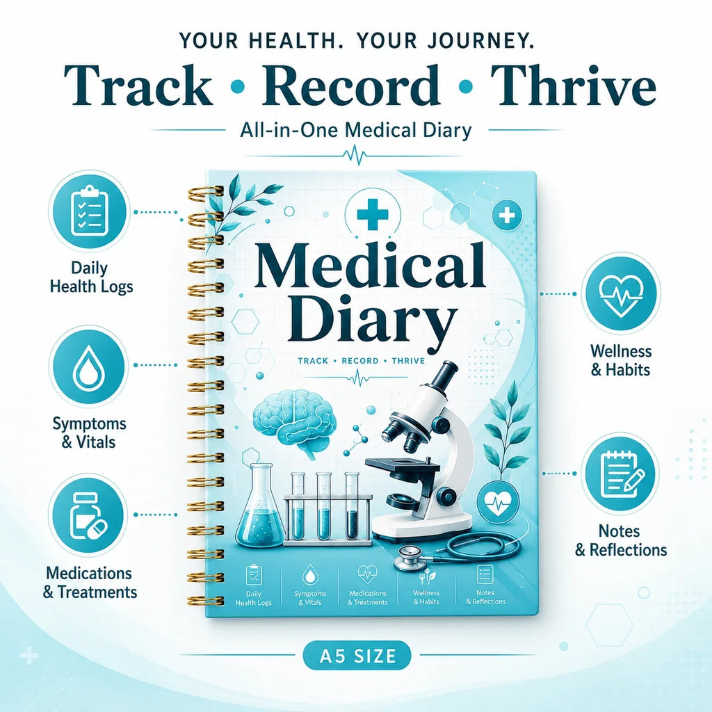Medical Diary A5 Spiral Health Journal Daily Logs Wellness Tracker