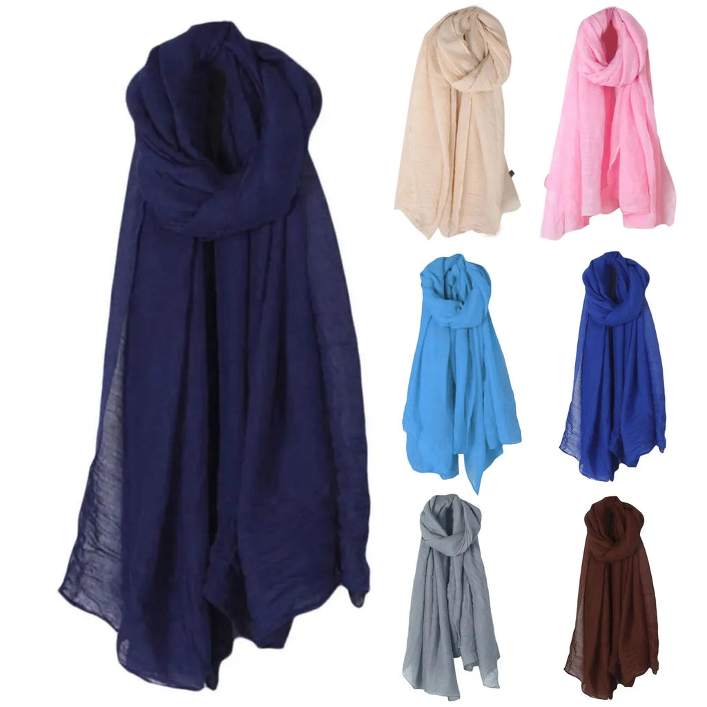 Women's Oversized Cotton Linen Scarf Shawl Wrap – 16 Colors