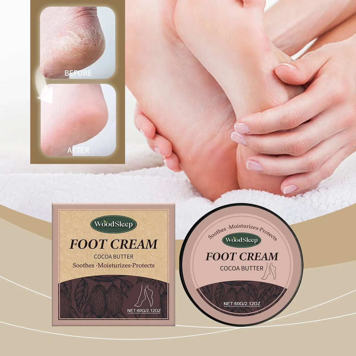 WOODSLEEP Exfoliating Foot Cream – Deep Moisturising Care 60g
