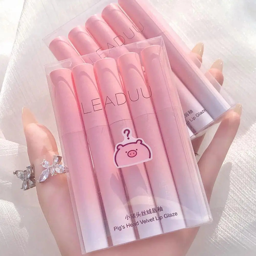 5-Color Matte Lipstick Set – Waterproof Long Lasting Lip Glaze
