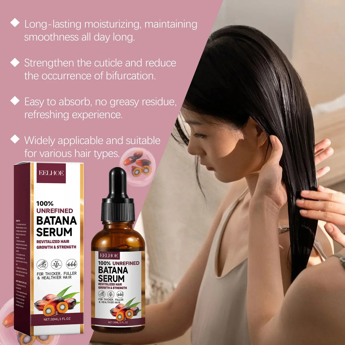EELHOE Batana Oil Shampoo, Conditioner & Hair Oil Set