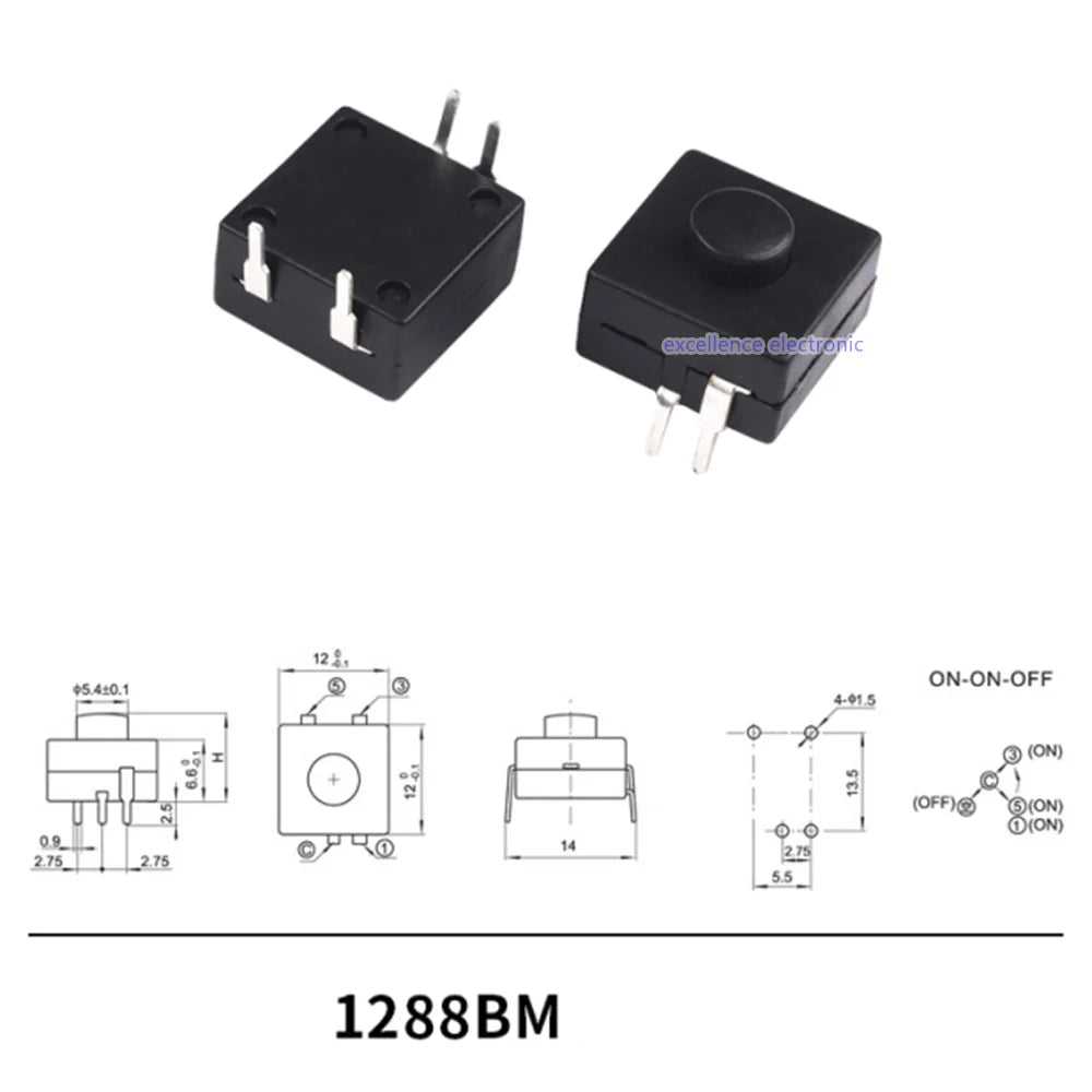 Box Switch Push Button Click Clicky Off 1212 1813 LED Flashlight