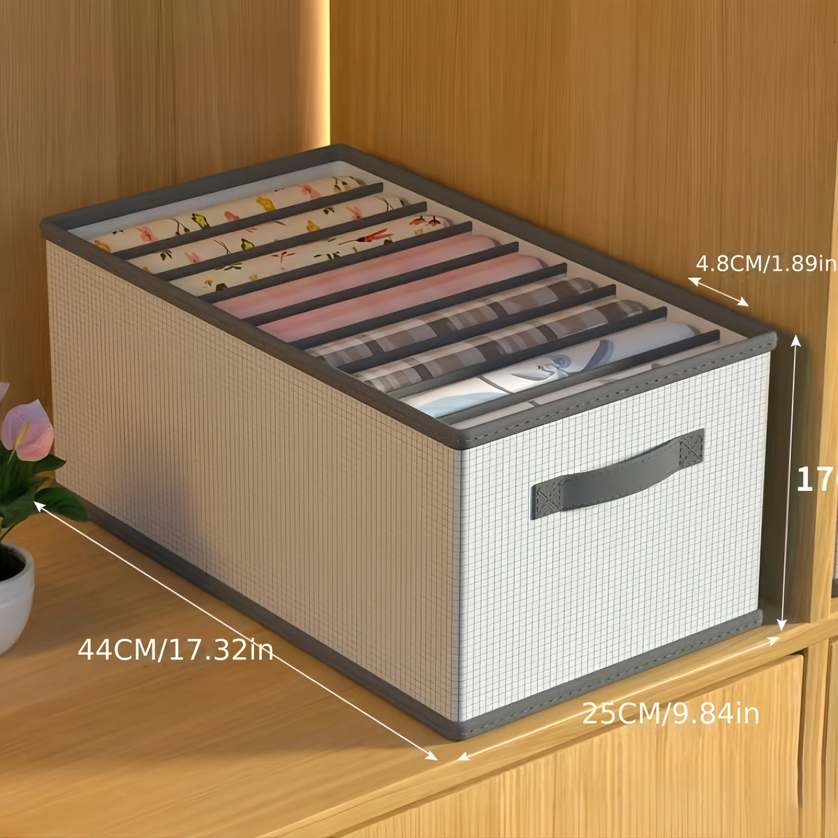 Foldable Fabric Drawer Organizers Handles Multi-compartment Storage