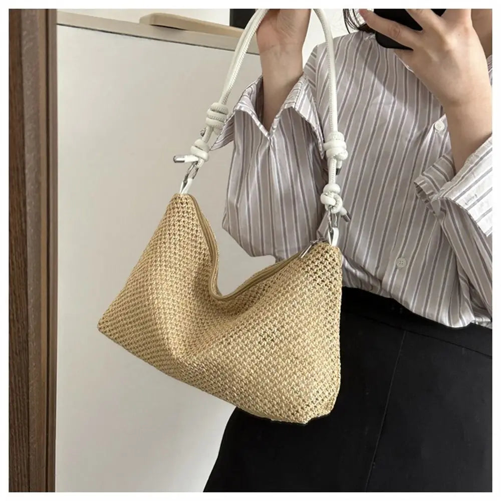 Women's Handmade Woven Straw Tote Bag – Rattan Beach Shoulder Bag