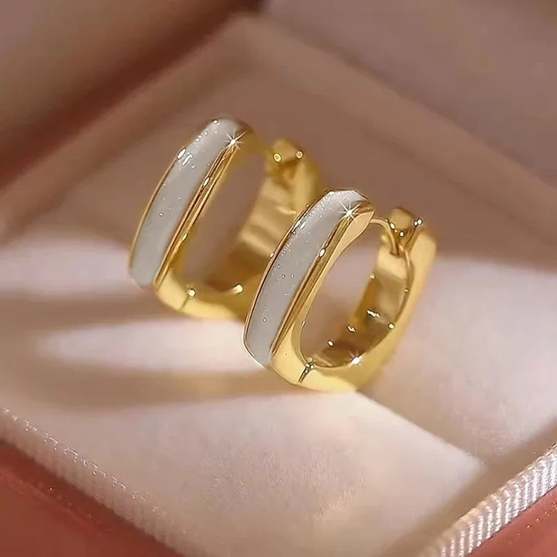 Huitan Enamel Hoop Earrings – Women's Trendy Fashion Jewelry