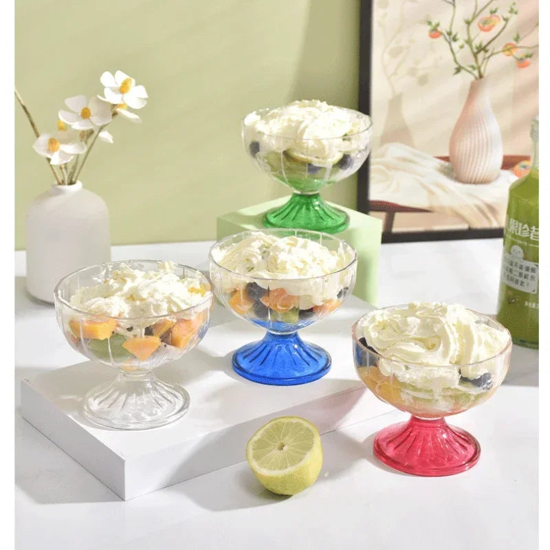 Transparent Salad Plates Clear Plastic Bowl Dessert Shake Goblet