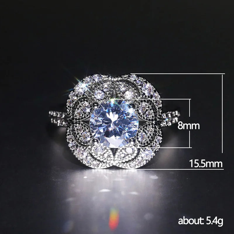 925 Silver CZ Diamond Bridal Ring Set | Women's Wedding Rings