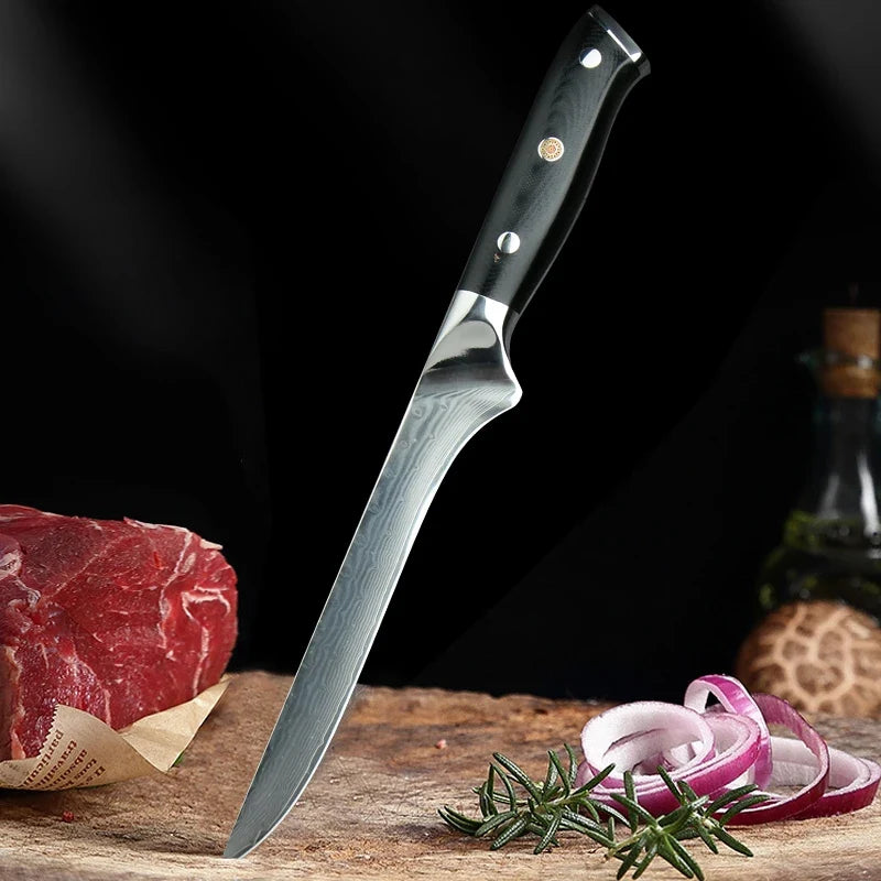 67-Layer Damascus Boning & Cleaver Knife Set – 7" & 5.5"