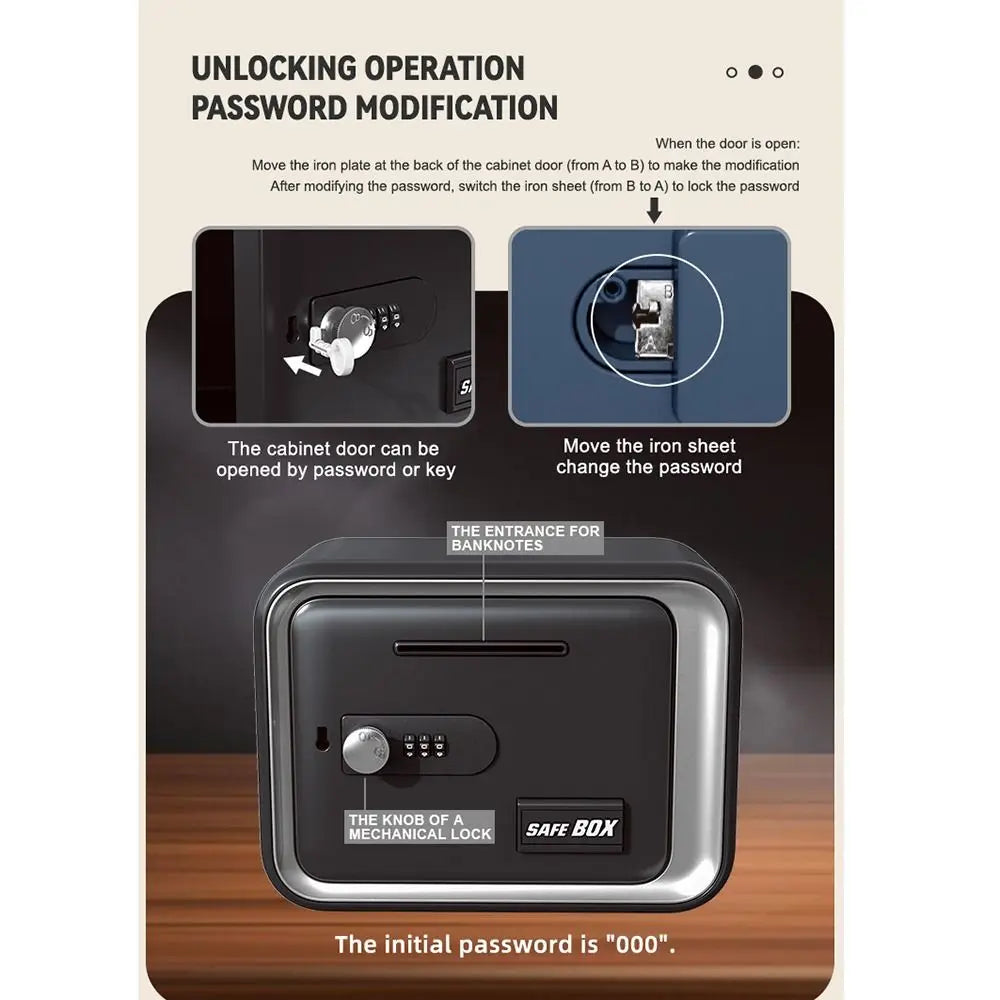 Password Lock Piggy Bank Mini Safe Box – Kids Coin & Bill Slot