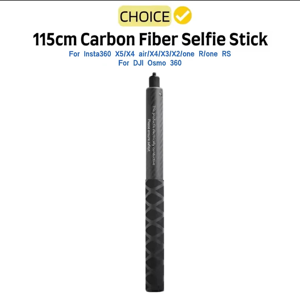 115cm Carbon Fiber Invisible Selfie Stick | Insta360 X5/X4/X3 & GoPro