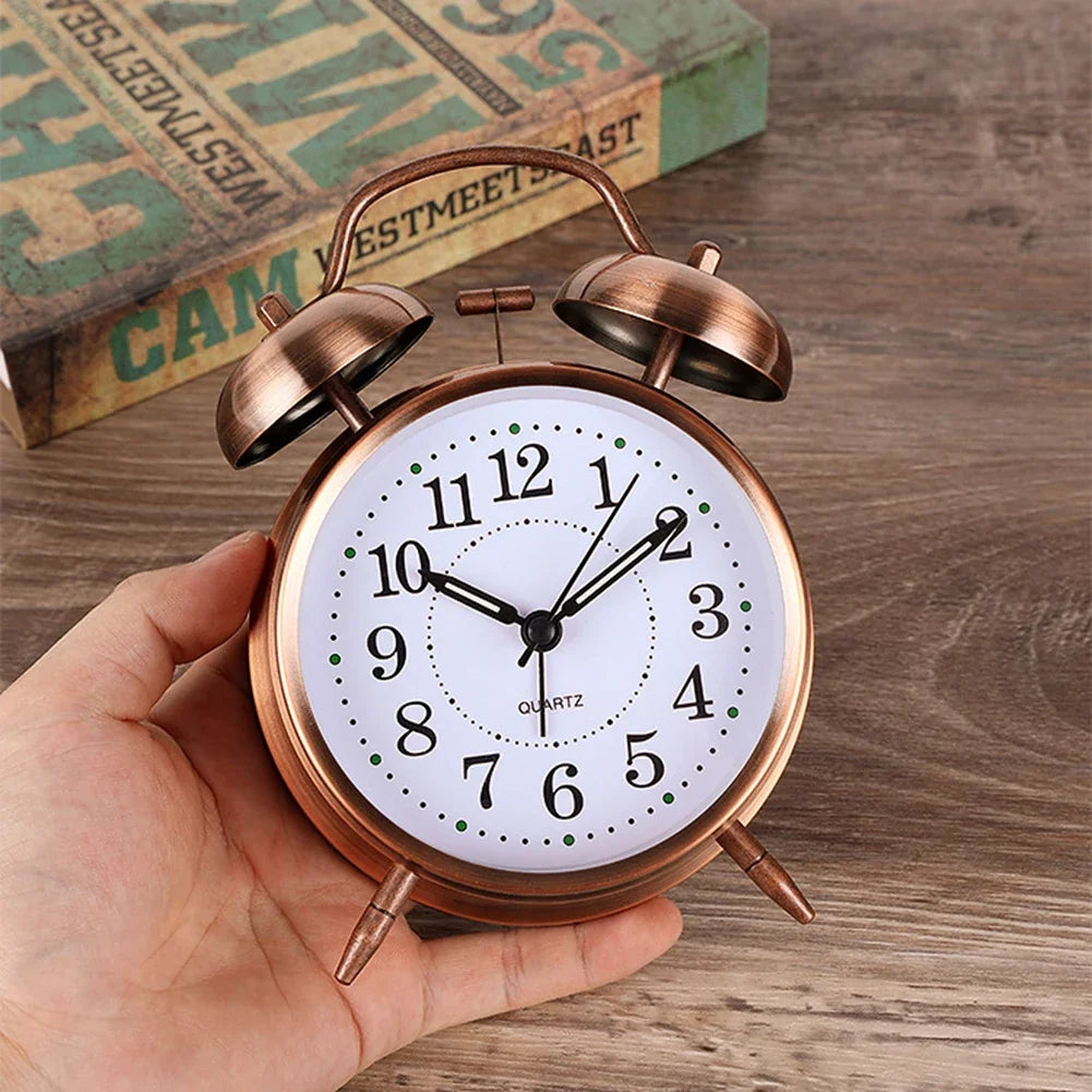 Vintage Twin-Bell Alarm Clock | Silent Sweep & Night Light