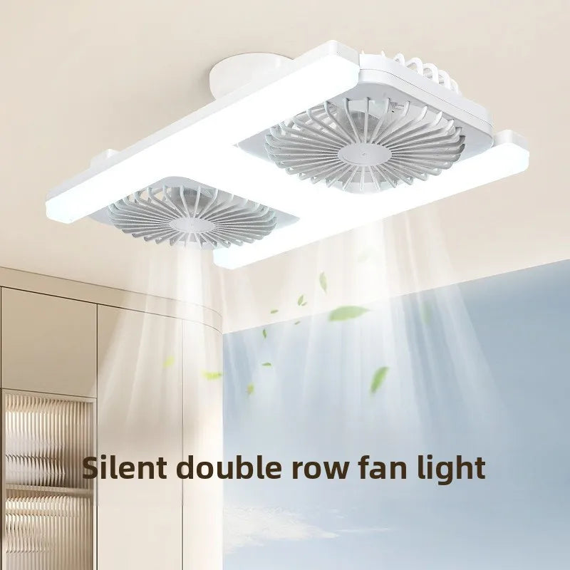 Double Row H LED Ceiling Fan Light with Remote – 3-Color