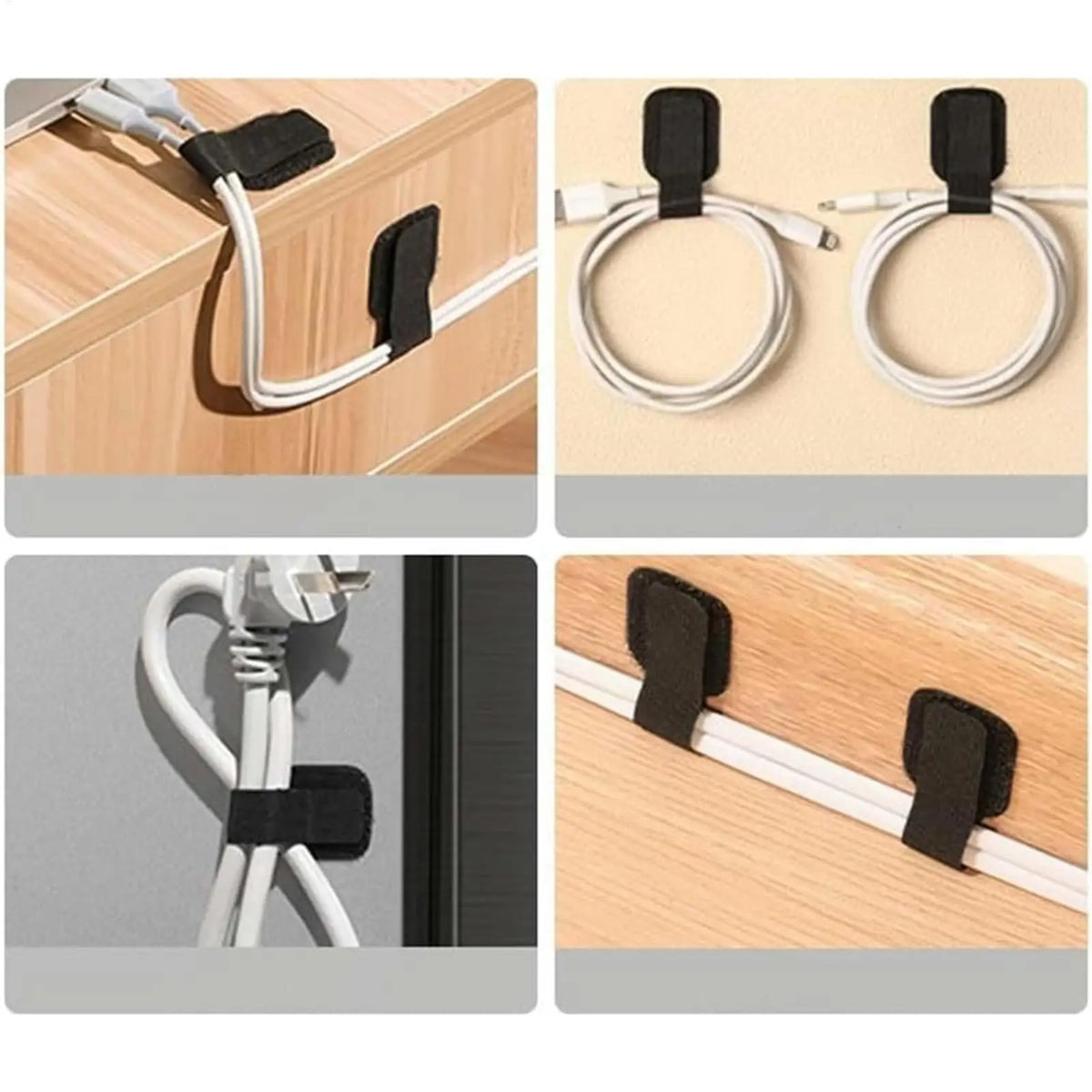 Adhesive Cord Organizer Straps – 10-Pack Cable Management