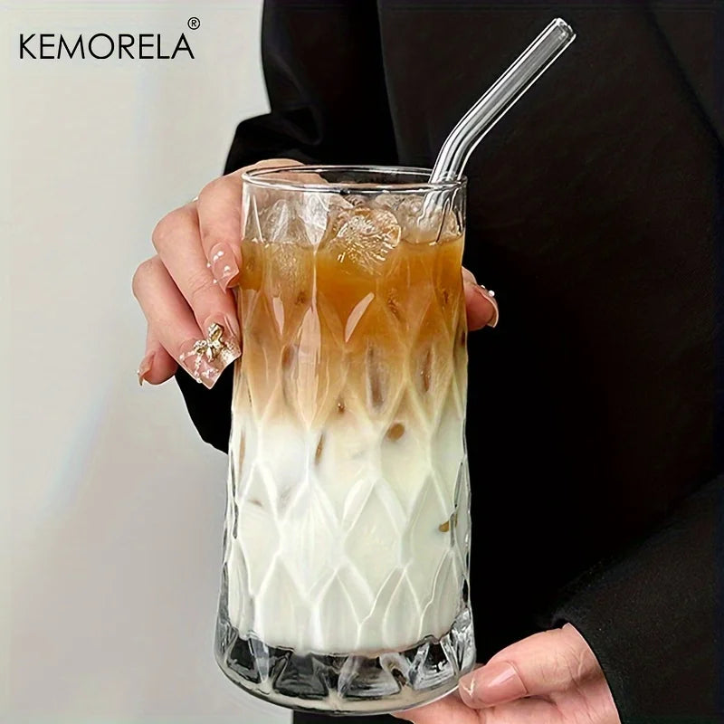 KEMORELA 500ml Diamond Glass Cup – Coffee, Whisky & Drinks