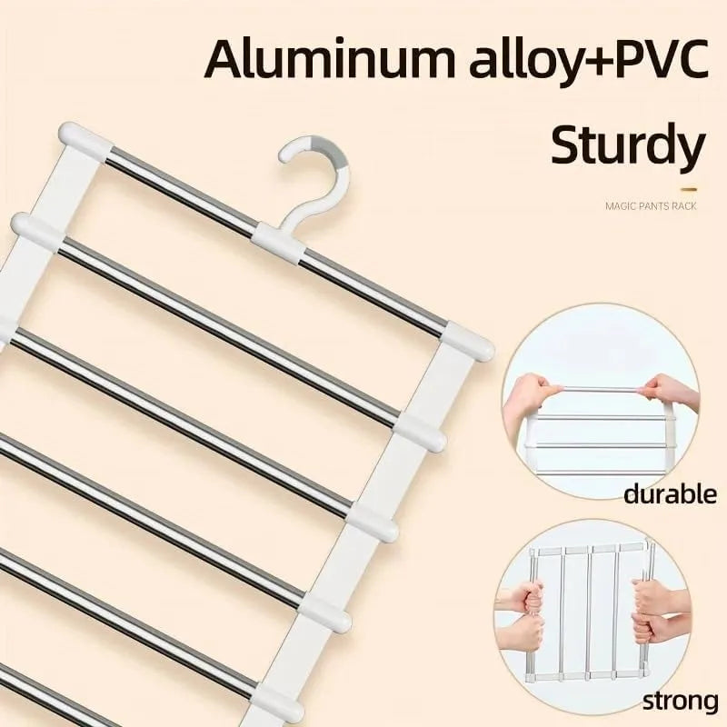 Foldable Pants Hanger Multi Layer Non Slip Clips Space Saving Closet