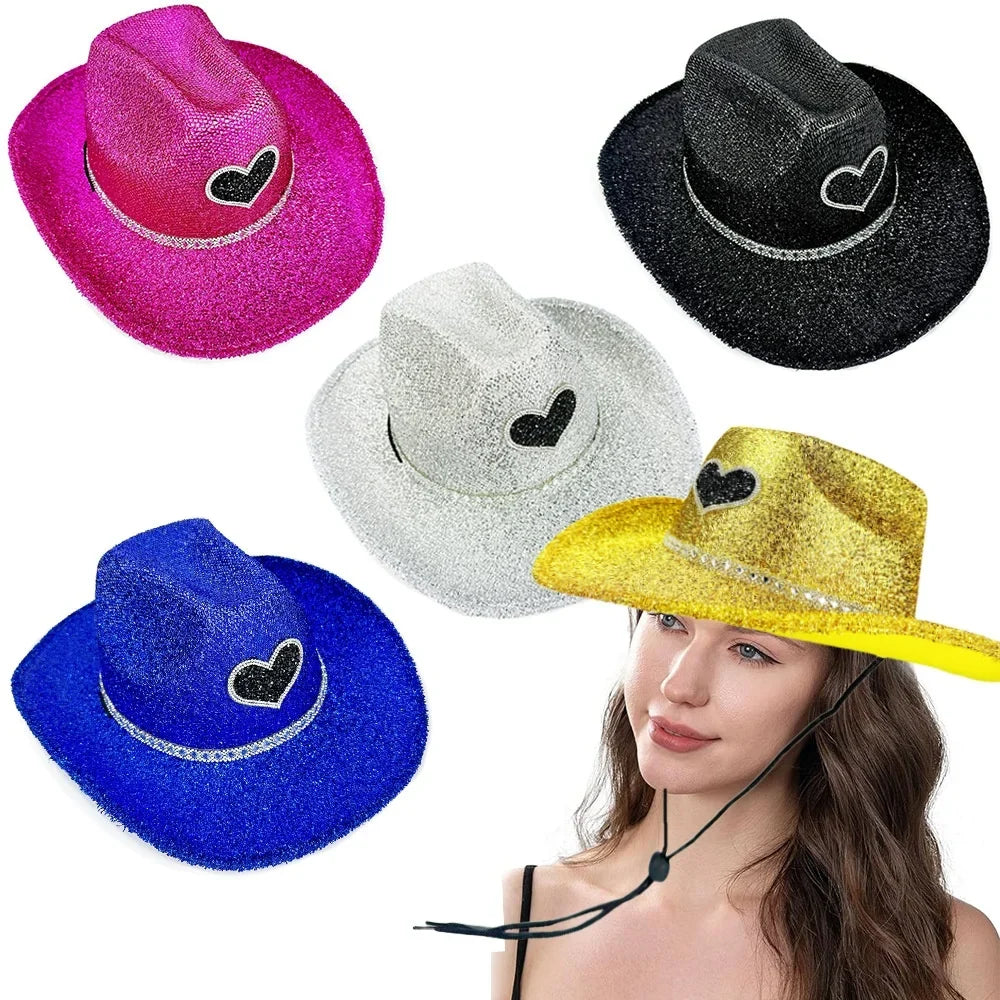 Women's Cowgirl Hat Stylish Rhinestone Design Sun Wide Brim Western