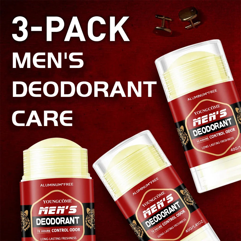 YOUNGCOME Men's Deodorant Stick – Aluminum-Free 72Hr Odor Control