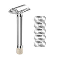 Adjustable Safety Razor 9-Speed Zinc Alloy Manual Shaver + 5 Blades