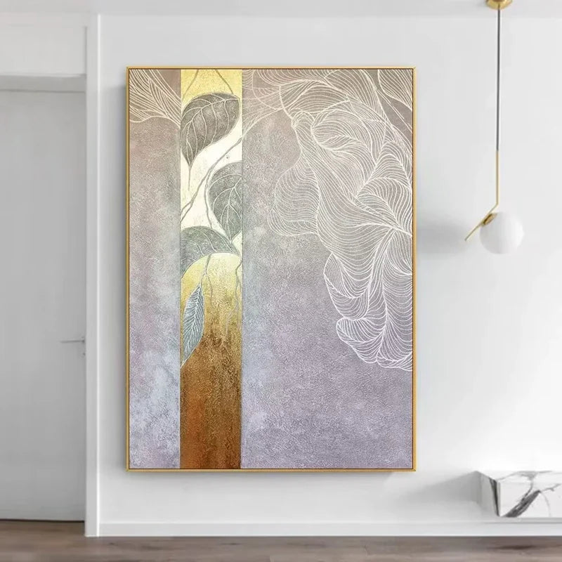 Abstract Hand-Painted Oil Painting on Canvas | Gold Wall Art