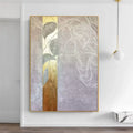 Abstract Hand-Painted Oil Painting on Canvas | Gold Wall Art