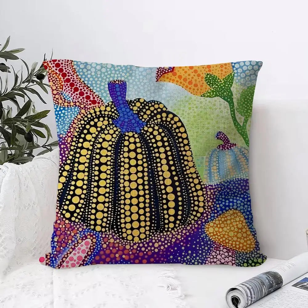Yayoi Kusama Abstract Pumpkin Linen Cushion Cover | Art Décor