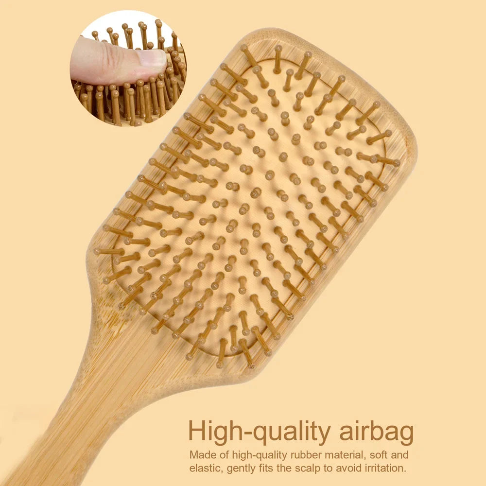 Natural Bamboo Air Cushion Hair Brush – Anti-Static Massage Comb