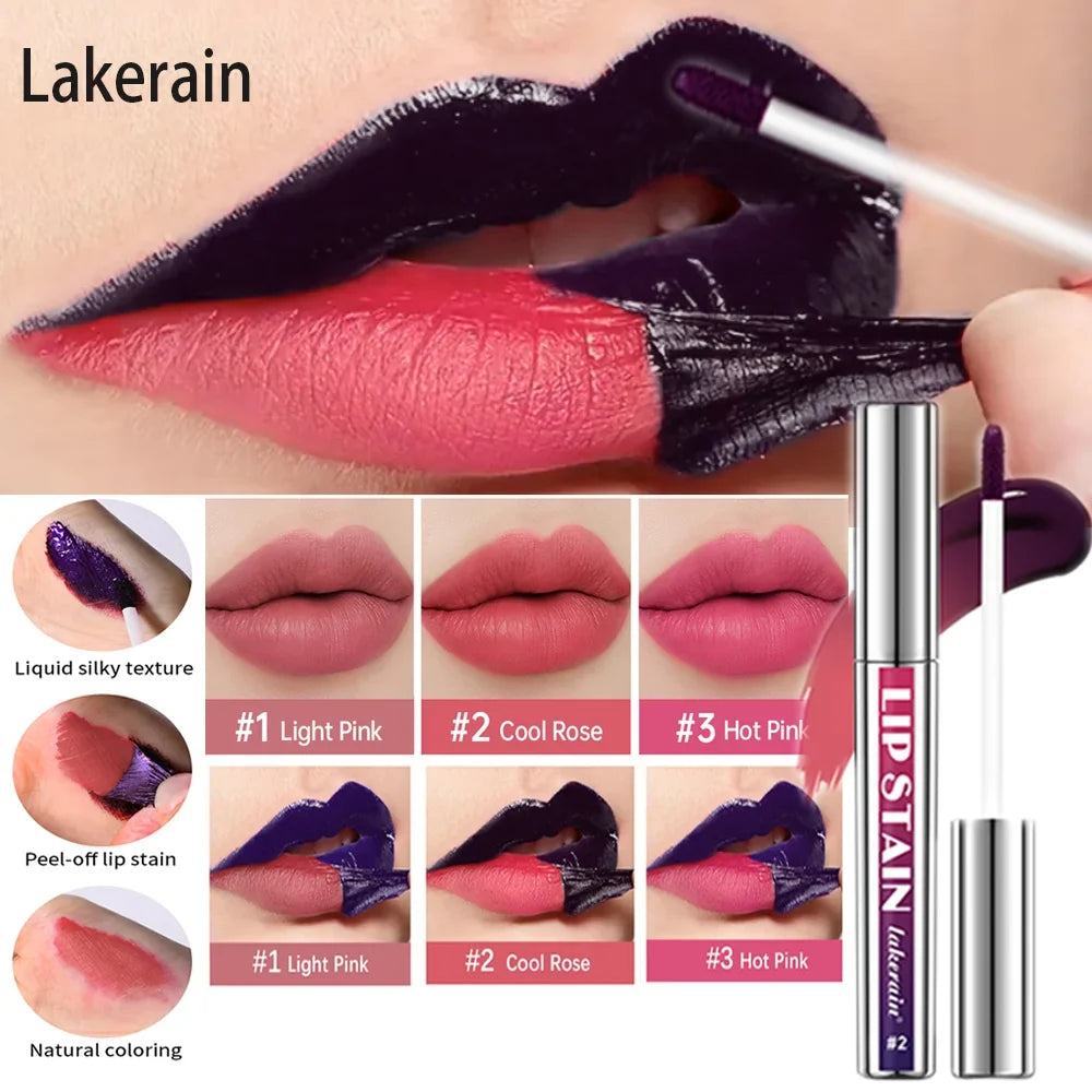 Peel Off Lip Stain Kit – 3 Rose & Pink Waterproof Shades
