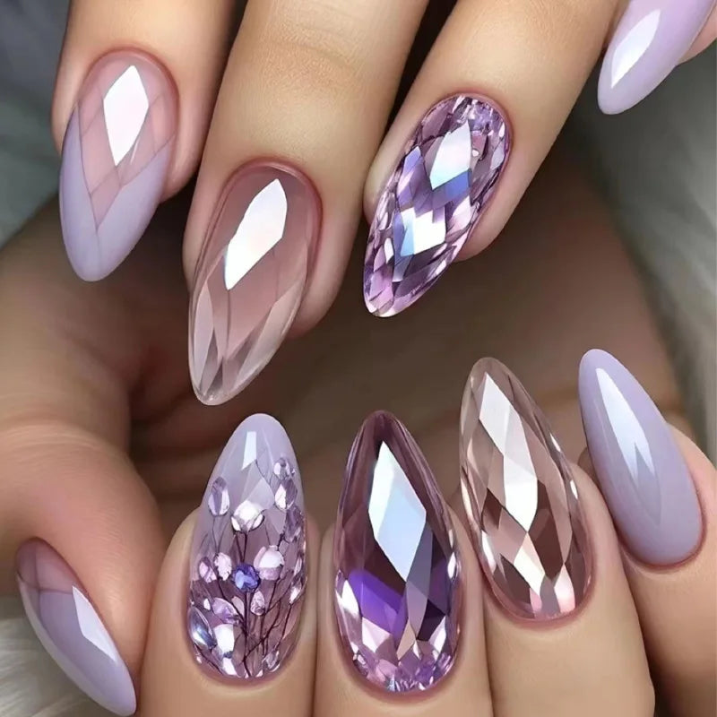 Purple Gradient Almond Press-On Nails | 24-Piece Set