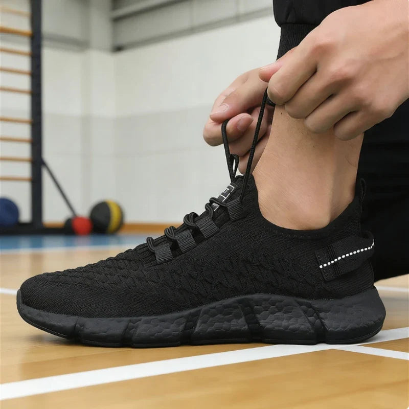 Men's Yellow Knit Running Sneakers – Lightweight & Breathable