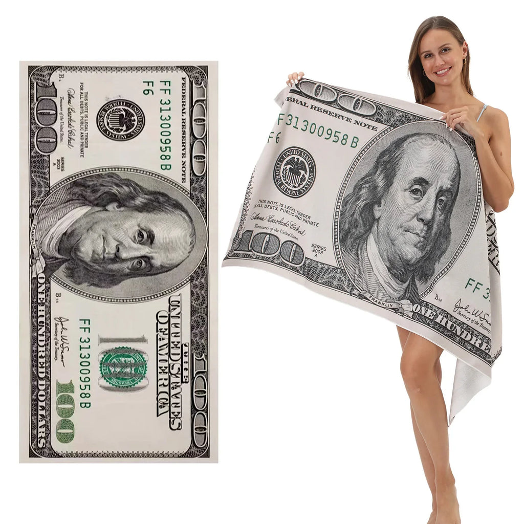 Dollar Print Microfiber Beach Towel – Quick Dry 70×140cm