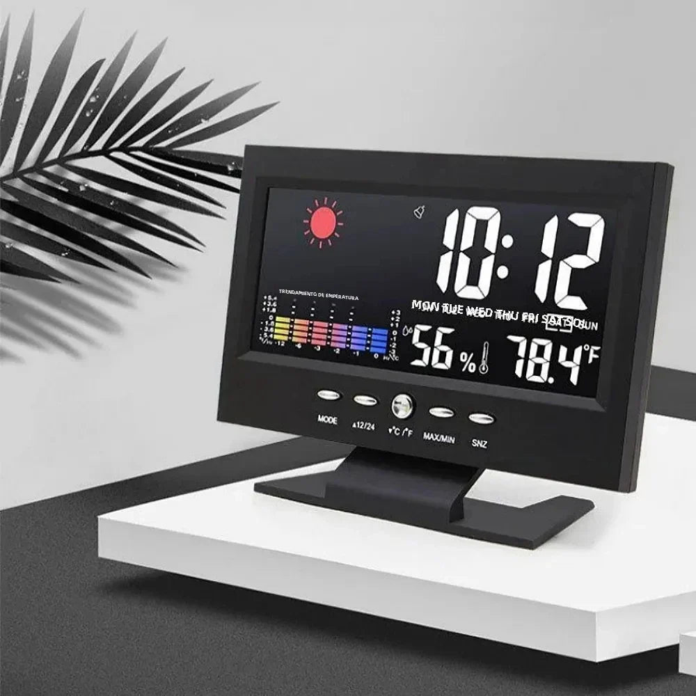 Digital Weather Station Clock – LCD Thermometer & Hygrometer