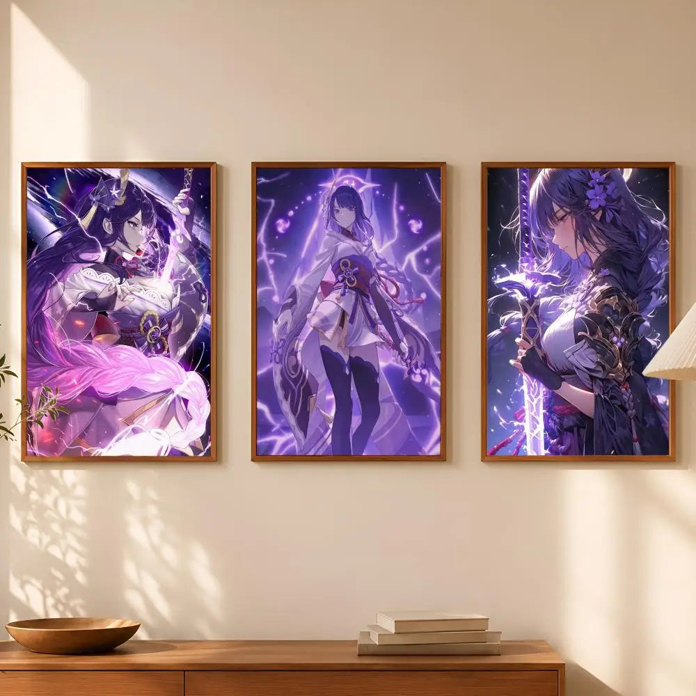 Genshin Impact Raiden Shogun HD Self-Stick Wall Art Poster