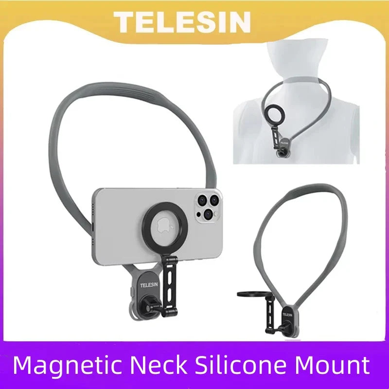 TELESIN Silicone Magnetic Neck Mount Quick Release Hold Iphone 11 12