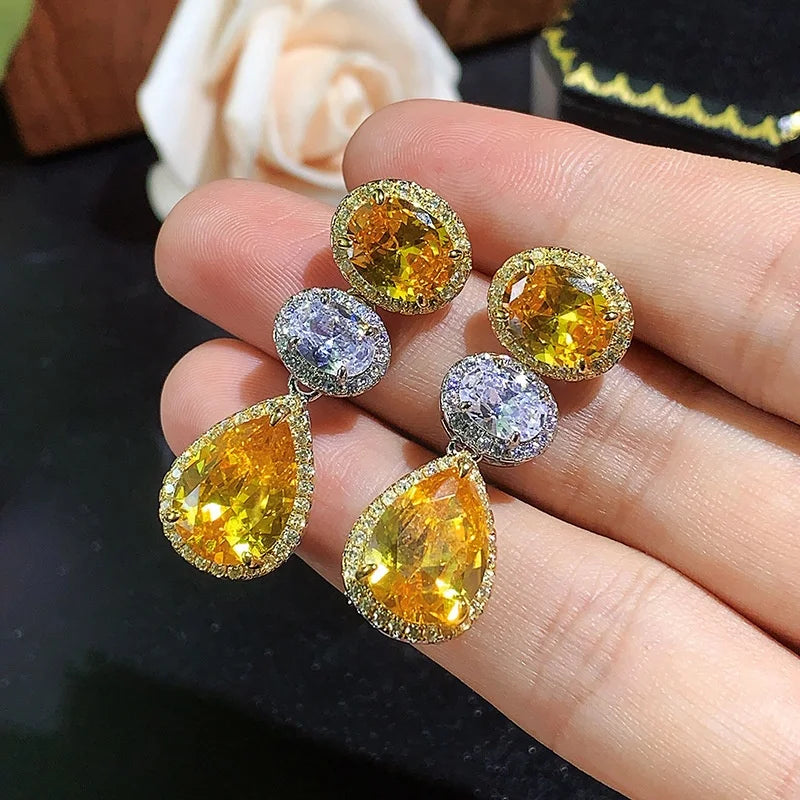 Huitan Cubic Zirconia Luxury Drop Earrings for Women
