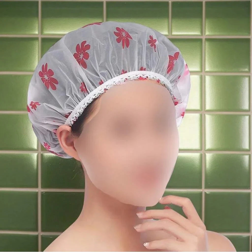 5-Pack Waterproof Shower Caps for Women | Reusable PEVA