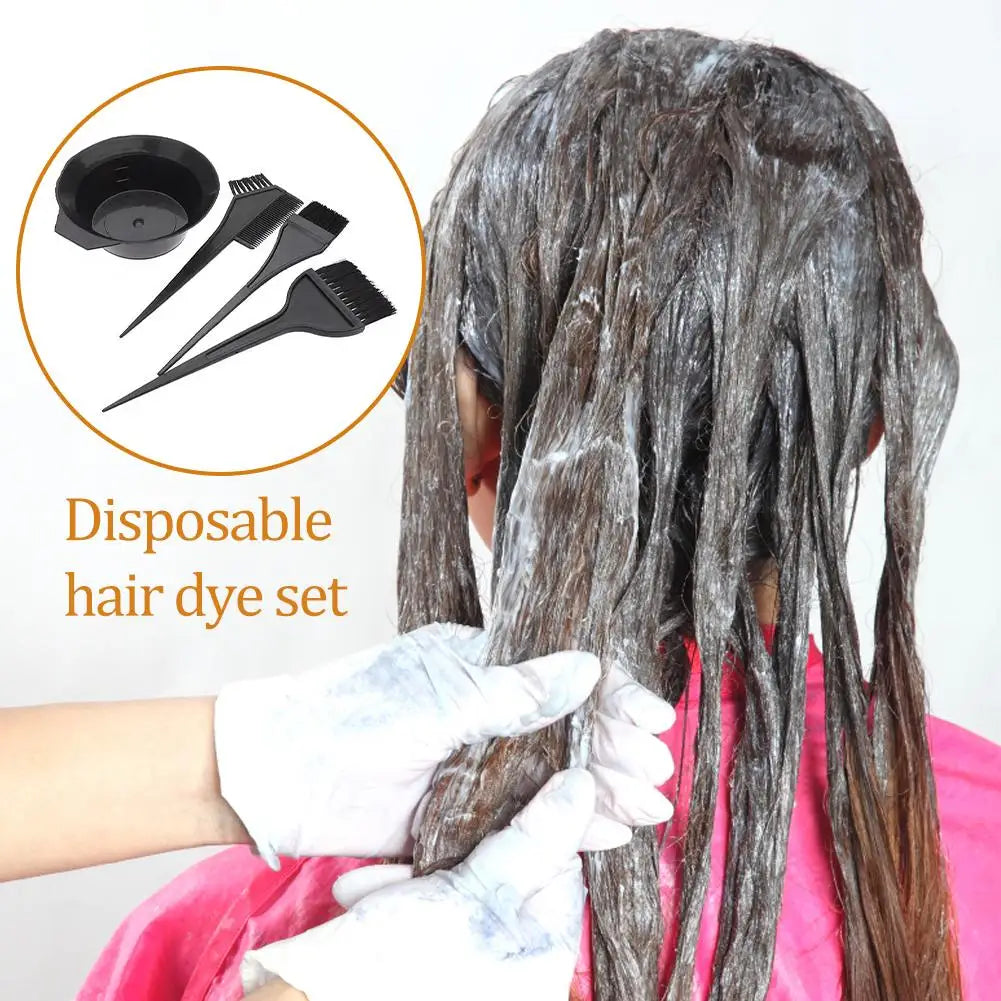 4-Piece Hair Dye Brush & Bowl Kit – Home & Salon Color Set