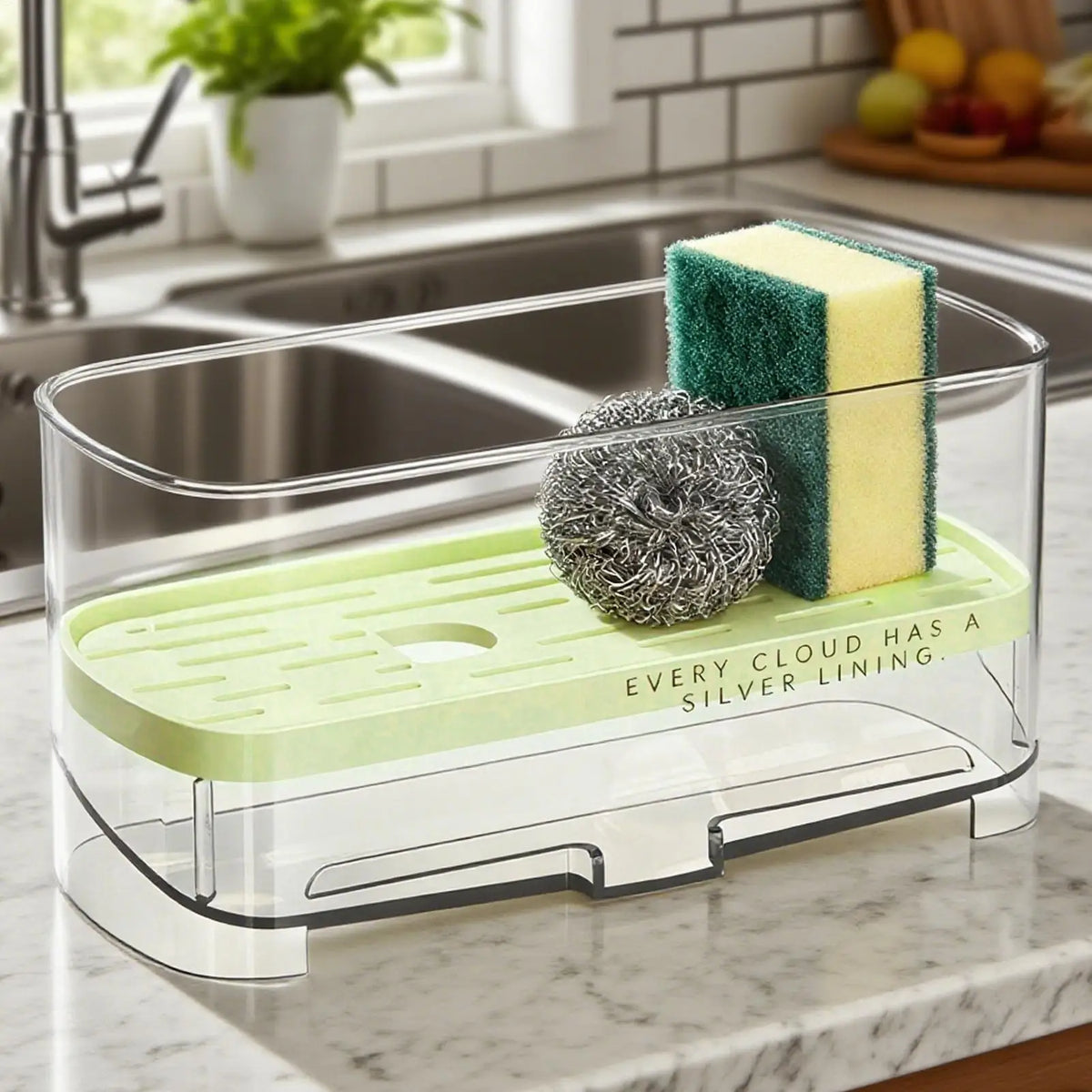 Self-Draining Sponge Holder Sink Caddy Kitchen Organizer